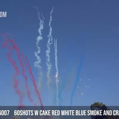 60Shots W Cake Red White Blue Smoke and Crackling Cake