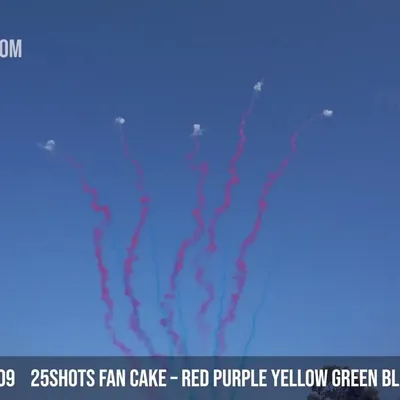 25Shots Fan Cake – Red Purple Yellow Green Blue to Salute