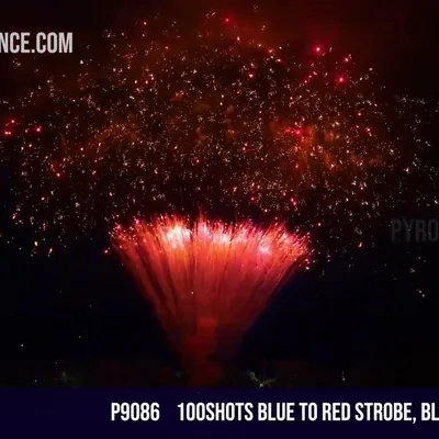 100Shots Blue to Red strobe, Blue and red plum