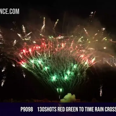 130Shots Red green to time rain crossette /15Seconds
