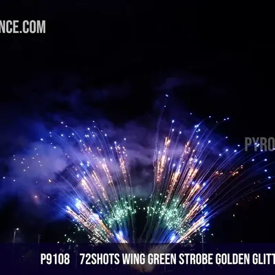 72Shots Wing Green Strobe Golden Glittery Palm to Blue