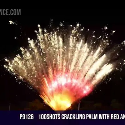 100Shots Crackling palm with red and white strobe